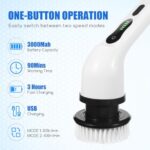 Electric Spin Scrubber, Cordless Shower Scrubber with Long Adjustable Handle and 9 Replaceable Brush Heads for Cleaning, Bathroom Brushes for Cleaning Shower, Tile, Kitchen, Floor