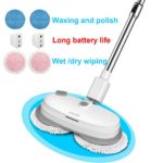 Cordless Electric Mop Rechargeable 3 in 1 Spin Waxer Floor Sprayer Cleaner Led Headlight Adjustable Handle Polisher Scrubber for Hardwood Tile Marble One-Hand Operation Labor-Saving Mop