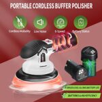 INMETT Cordless Car Buffer Polisher – with 2pcs 12V Lithium Rechargeable Battery Brushless Polisher with Variable Speed, Portable Buffer Kit for Waxing,Buffing,Sanding…