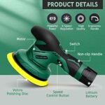 Carrkoopy Cordless Car Buffer Polisher with 2pcs 12V Lithium Rechargeable Battery Brushless Polisher with 6 Variable Speed, 2.0Ah Portable Buffer Kit for Buffer/Polisher/Sander (Basic Dark Green)