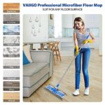 VAIIGO Professional Microfiber Hardwood Floor Mop, Flat Mops with 5 Pieces Reusable Washable Pads for Home and Office Wet or Dry Floor Cleaning (Sky blue)
